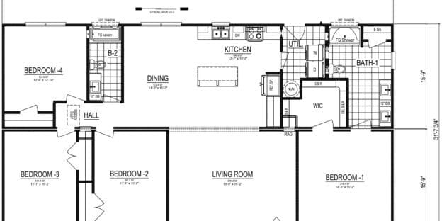 Heartland II XL Floorplan with Four Bedrooms